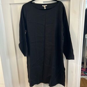 Eileen Fisher Bateau Linen High Low Oversized Tunic top Large